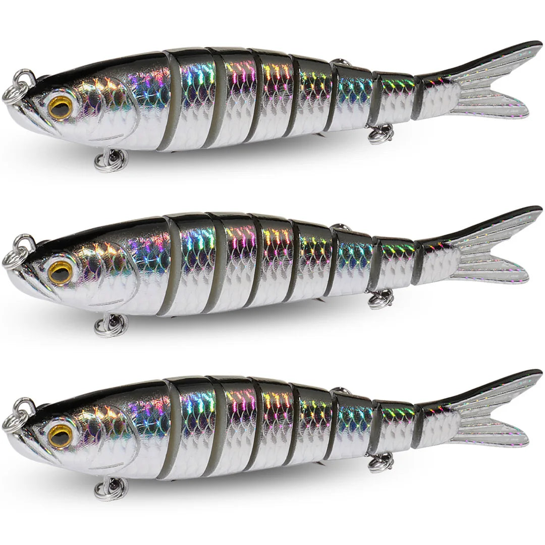 GOBAIT 3-Pack Jointed Swimbait – Slow Sinking Hard Lure with 3D Eyes, 11g / 16g / 27g