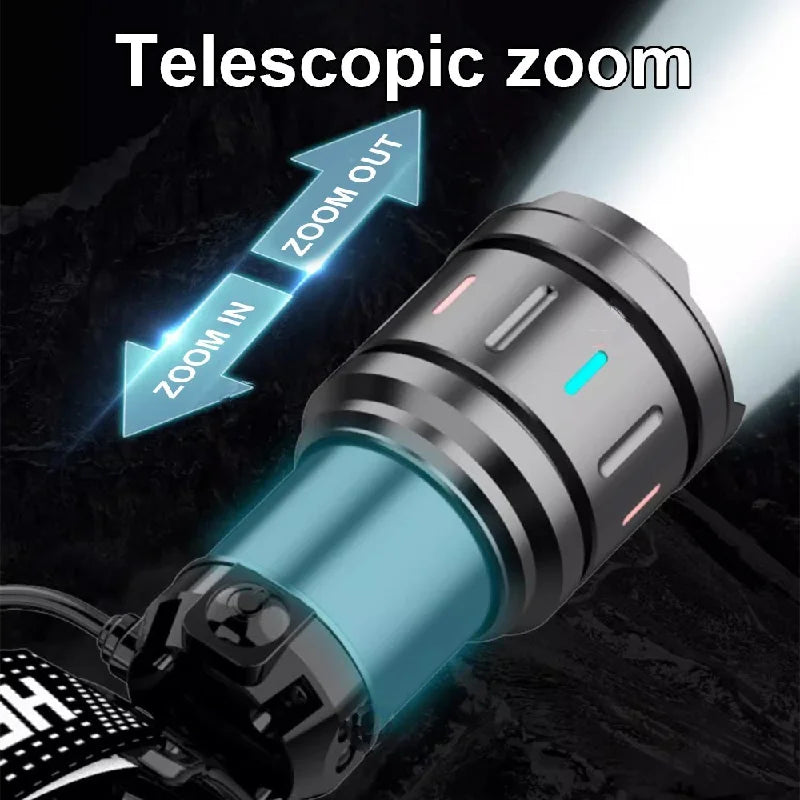 2026 New Super Powerful Headlamp 800W LED IR Sensor Headlight Rechargeable Head Flashlight 5000 Meter Head Lamp Fishing Lantern