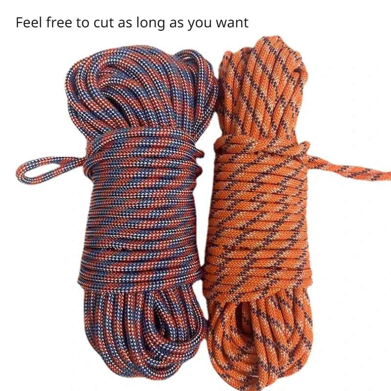 Desert Fox 9MM Nylon Safety Rope – 700kg Load, 16-Strand, 20M / 30M / 40M, Blue or Orange
