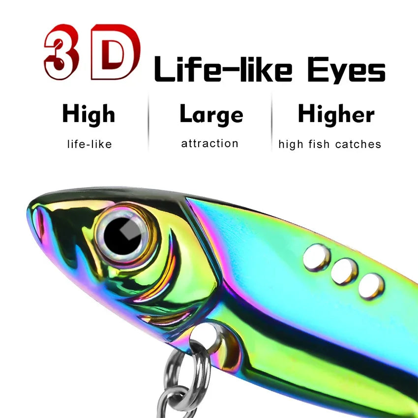 3-Piece Metal VIB Fishing Lure Set – Sinking Spinner Spoon Blade | 7g–25g | Treble Hook | Pike, Carp & Sea Fishing