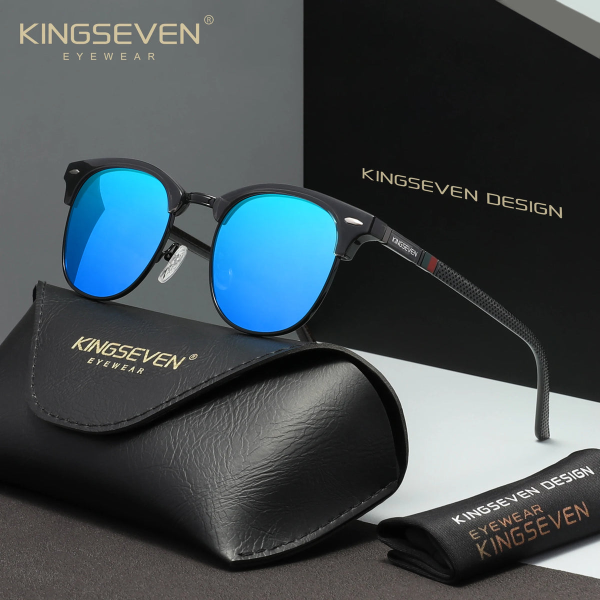 KINGSEVEN 7016 Polarized Sunglasses – Round Frame, UV400, 10 Colors, Unisex