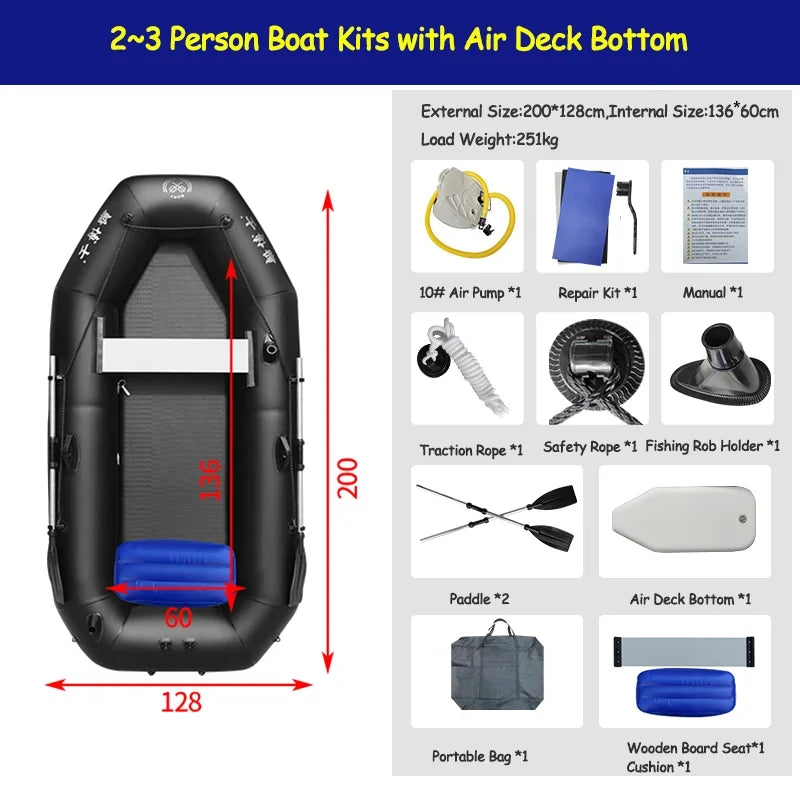 Professional Inflatable Fishing Boat & Kayak Set – Foldable PVC Dinghy for Adults