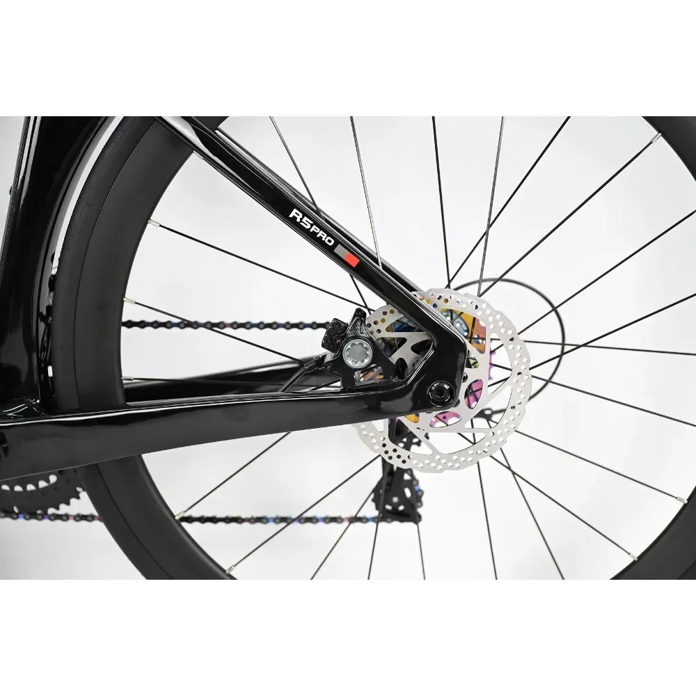 R5pro Carbon Fiber Road Bike 22/24 Speed Racing with Hydraulic Disc Brakes Available in 7 Sizes - 43.5/46/48/50/52/54/56