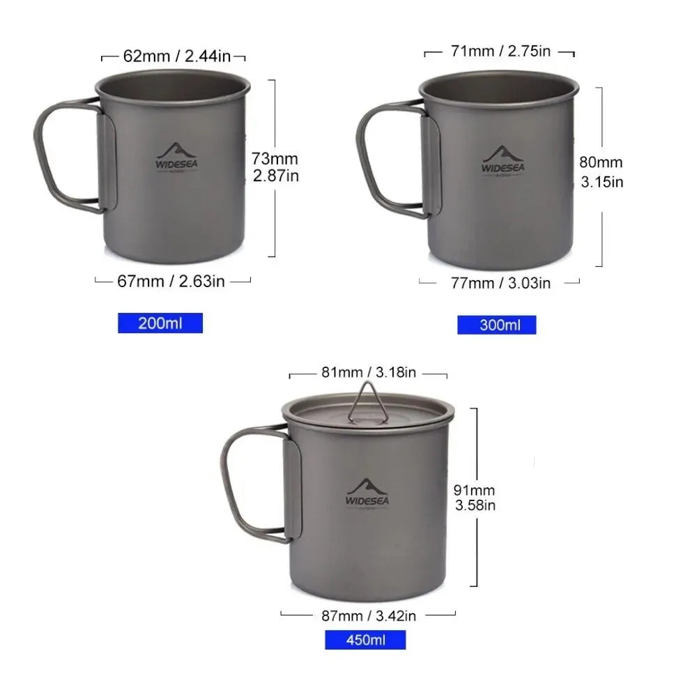 Camping Mug Titanium Cup Tableware Picnic Utensils Outdoor