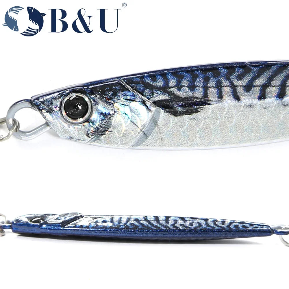 B&U Rattle Metal Jig Fishing Lures – 40g / 60g / 80g Long Casting Saltwater Spinning Lure with Hook