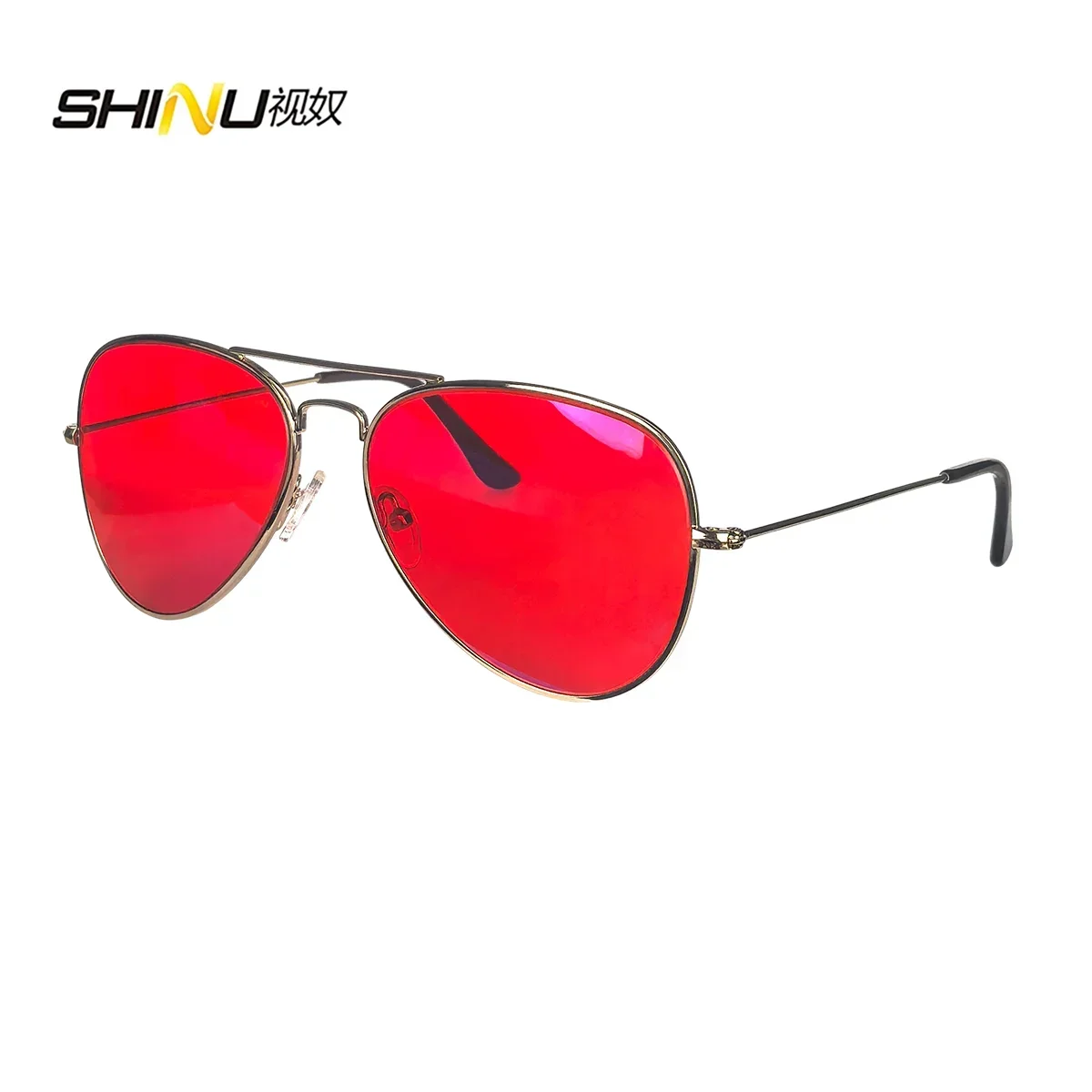 SHINU 3001 Blue Light Blocking Glasses – Red, Orange & Yellow Lenses, 3 Sizes, Stainless Steel