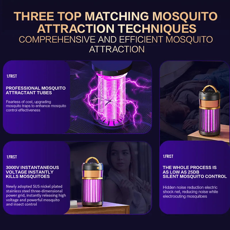 3-in-1 Mosquito Repellent Lamp Camping Lighting Insect Repellent Home Nightlight Electric Shock Mosquito Repellent Household