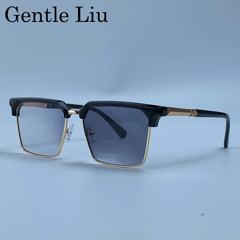 GENTLE LIU FY-99270 Square Sunglasses – Alloy Frame, UV400 Gradient, Steampunk Style