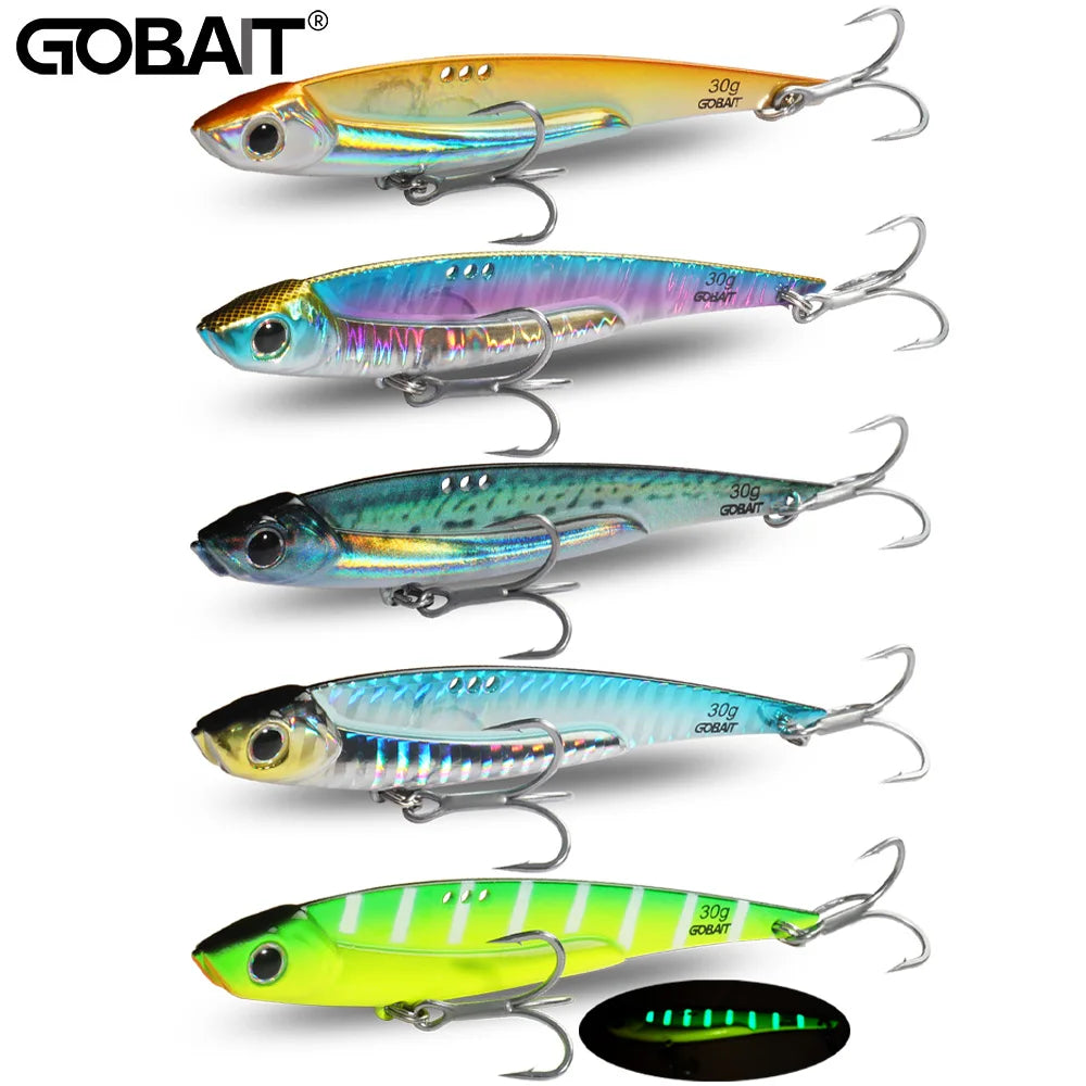 GOBAIT Metal VIB Fishing Lure Kit – 20g, 25g & 30g | Holographic Laser Skin | Treble Hook | Sea, Pike & Bass
