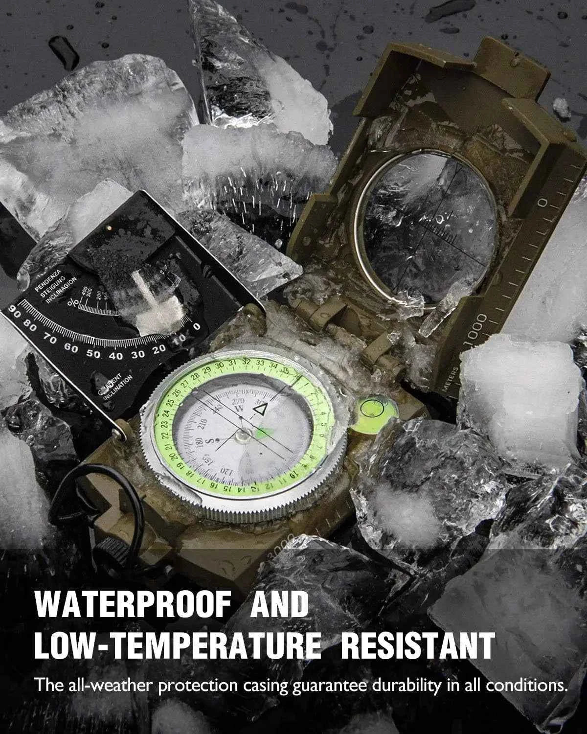 Professional Metal Sighting Compass with Inclinometer – Waterproof, Shockproof, Luminous