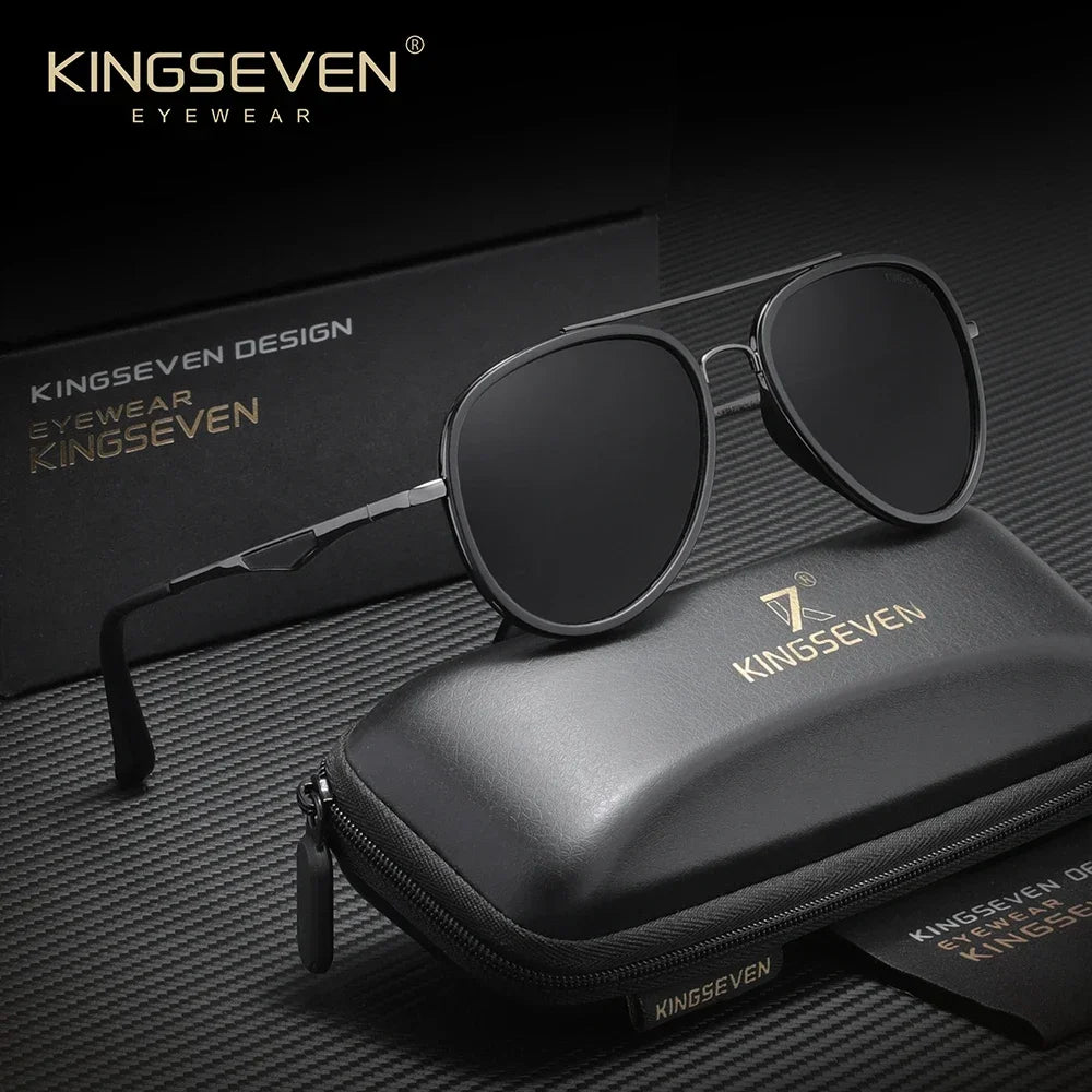 KINGSEVEN 7936111 Compact Pilot Sunglasses – TAC Polarized, UV400, Plastic Frame, Unisex