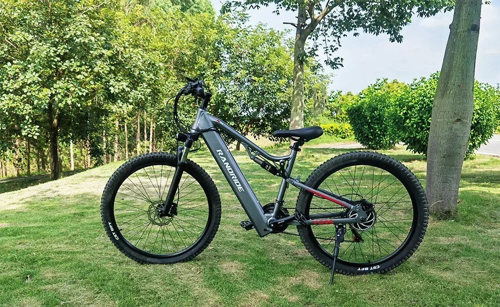 Electric Bicycle RANDRIDE YG90 1000W 48V17AH Hydraulic Brake E-bike with Full Suspension 21 Gears Shift Free Rack Electric bike