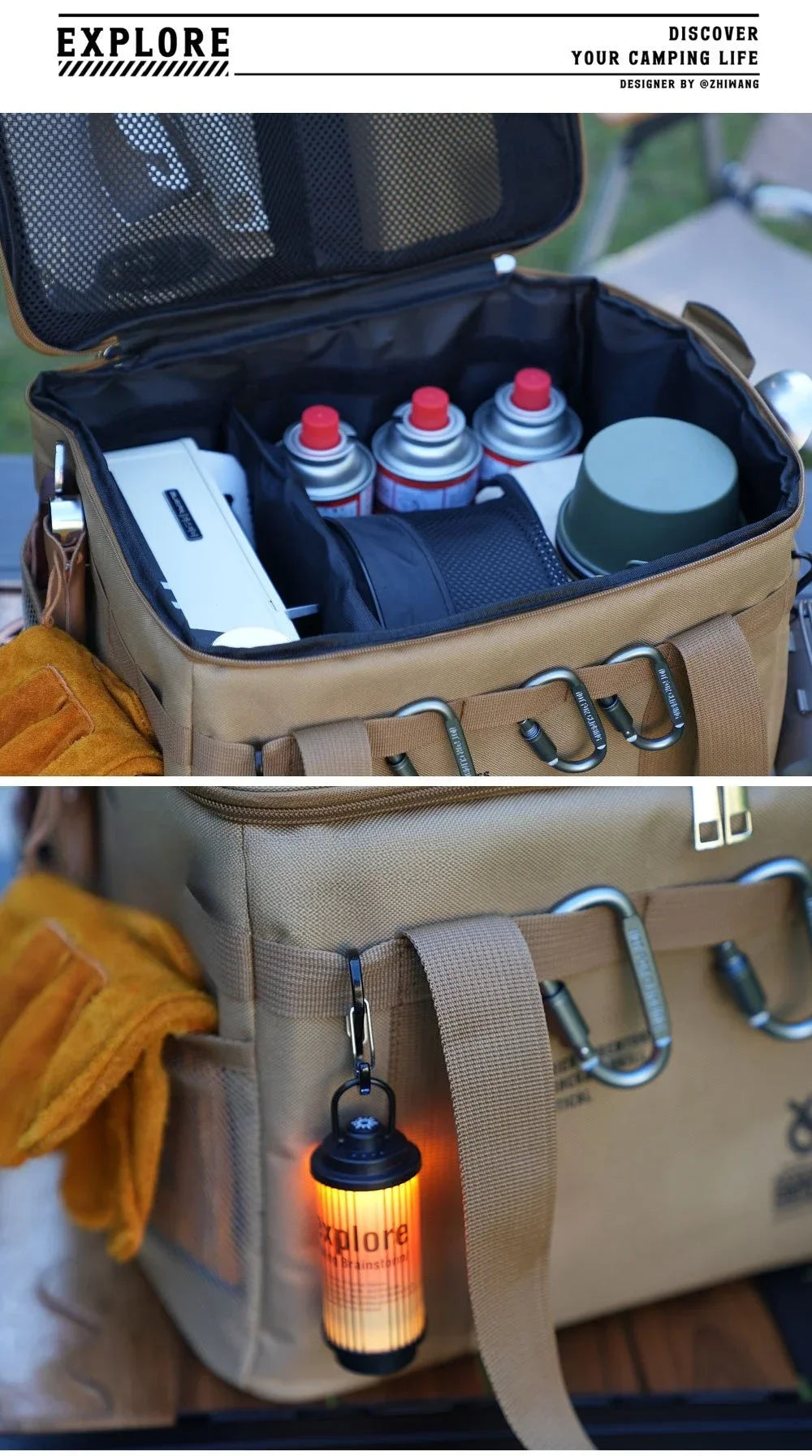Outdoor folding storage box, picnic camping storage box, tableware, kitchenware, large capacity