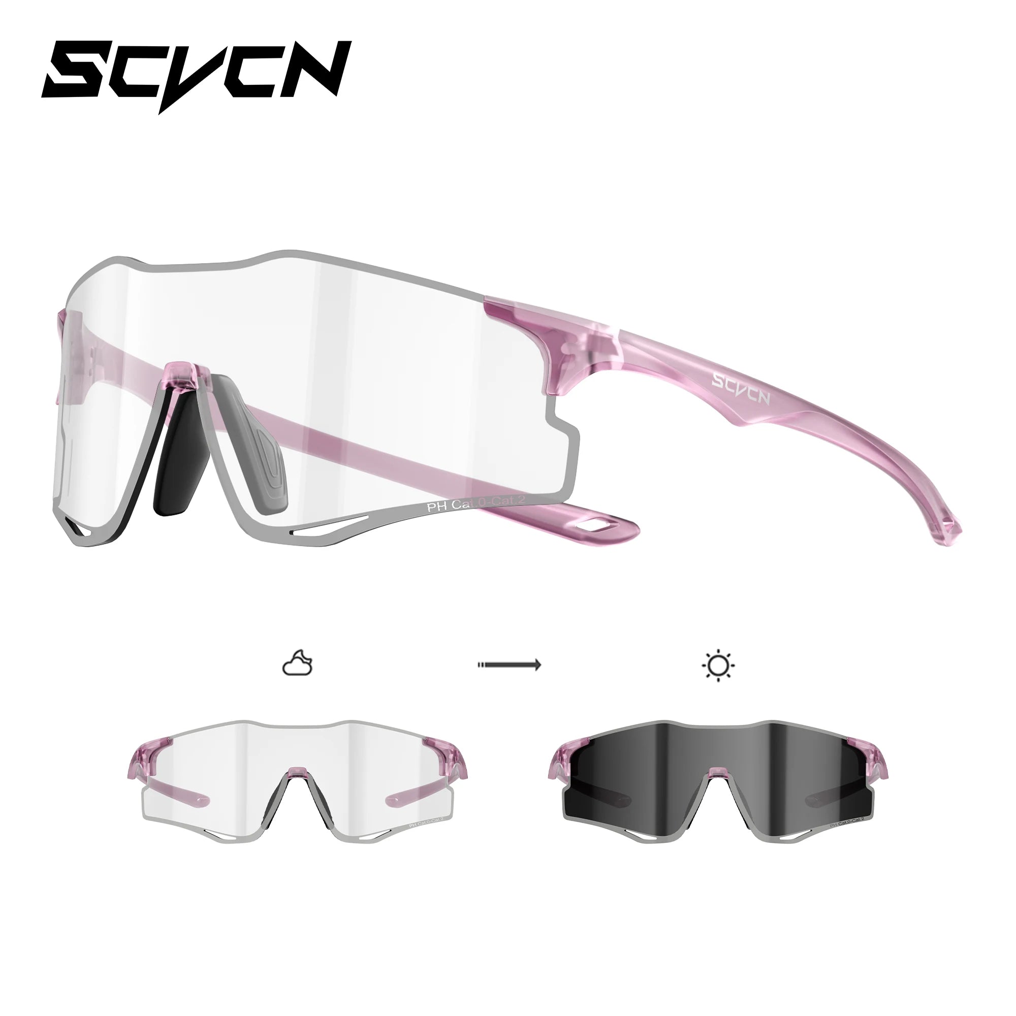 SCVCN Lightweight Running Sunglasses Cycling Glasses Photochromic UV400 for Men Cycling Road Bike Glasses Women Casual Hiking