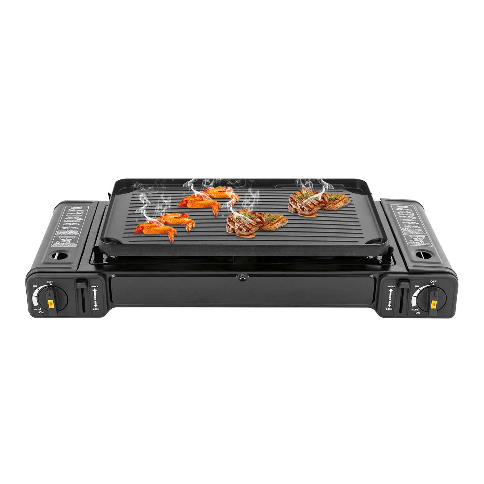 2500W Portable Camping Stove 2 Burners Camping Stove with Baking Tray&Portable Case use Butane or LPG Home Application Outdoor