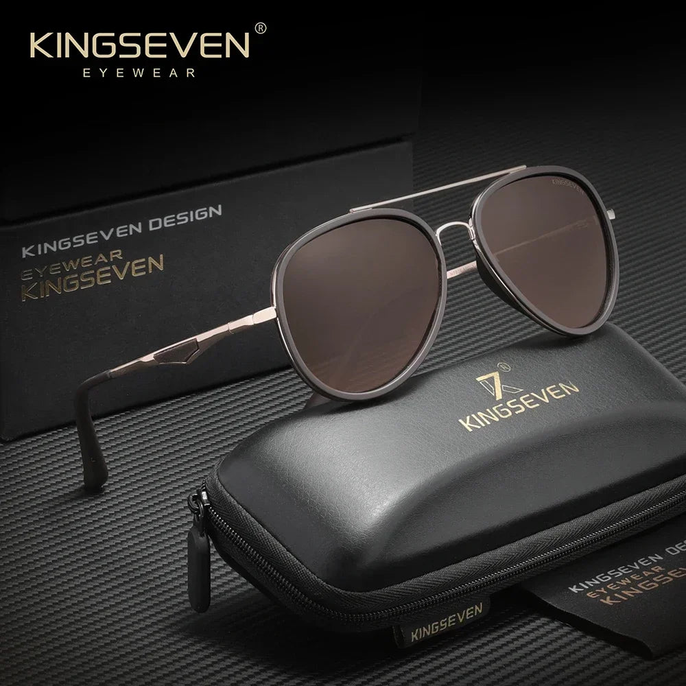 KINGSEVEN 7936111 Compact Pilot Sunglasses – TAC Polarized, UV400, Plastic Frame, Unisex