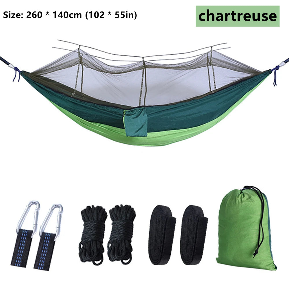 Portable Outdoor Camping Leisure Double Mosquito Net Hammocks Garden Travel Tourist Nature Hike Sleeping Hanging Hammock Swing