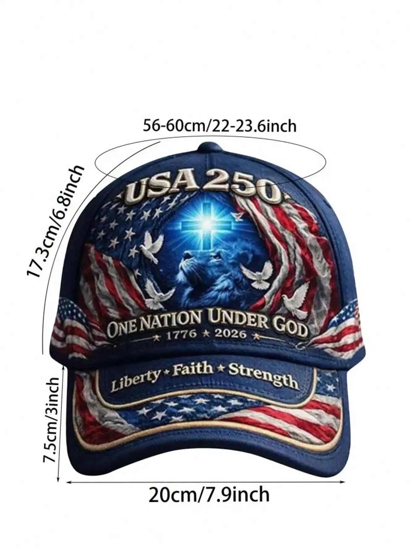 1776-2026 US 250th Anniversary Lion Of Judah Baseball Cap Adjustable One Nation Under God Commemorative Hat Biblical Gift
