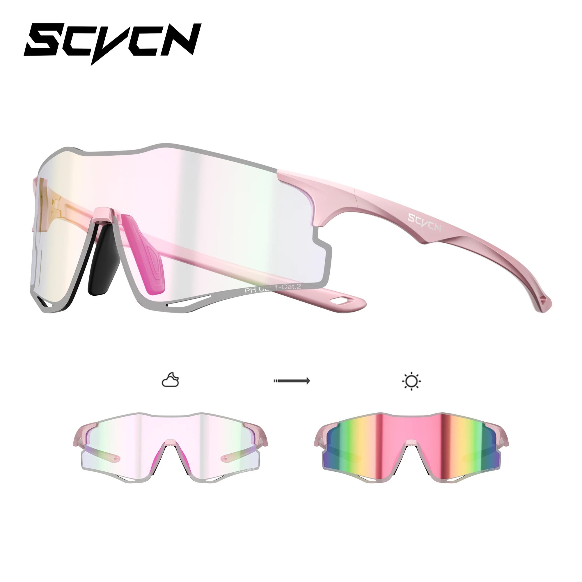 SCVCN Lightweight Running Sunglasses Cycling Glasses Photochromic UV400 for Men Cycling Road Bike Glasses Women Casual Hiking