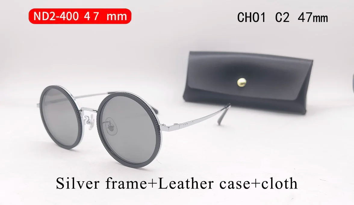 lafforgue ND9 Adjustable Dimming Steampunk Sunglasses – 9-Level ND Filter, Leather Side Shields, UV400, Unisex