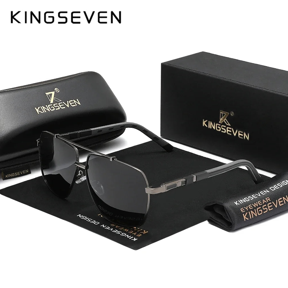 KINGSEVEN Square Polarized Sunglasses – UV400 Mirror Aluminum Frame for Men & Women