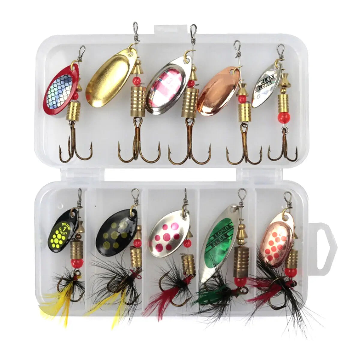 Metal Spoon Spinner Wobbler Lure Set – 10pcs Trout & Pike Spinnerbait Kit (2–8g)
