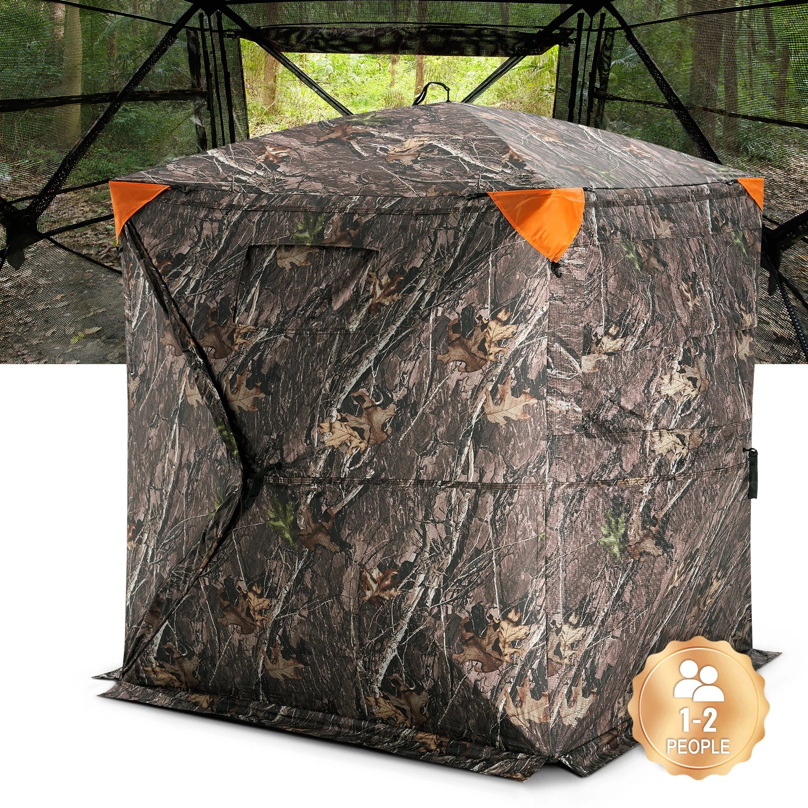 SucceBuy Hunting Blind 270° See Through Ground Blind 1-2 Person for Hunting See Through Mesh for Turkey and Deer Hunting