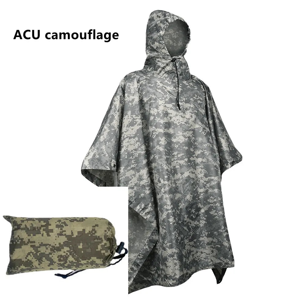 Camouflage Waterproof Poncho – Multifunctional Rain Cover for Camping & Hunting