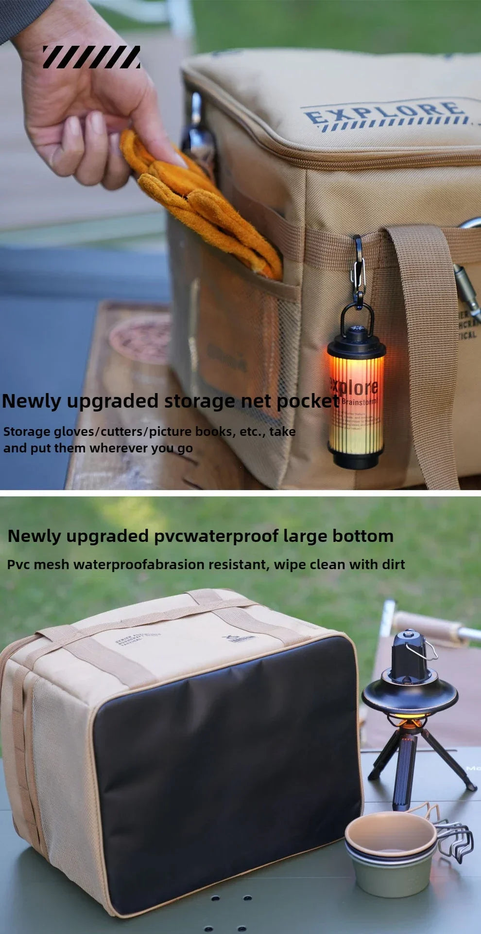 Outdoor folding storage box, picnic camping storage box, tableware, kitchenware, large capacity