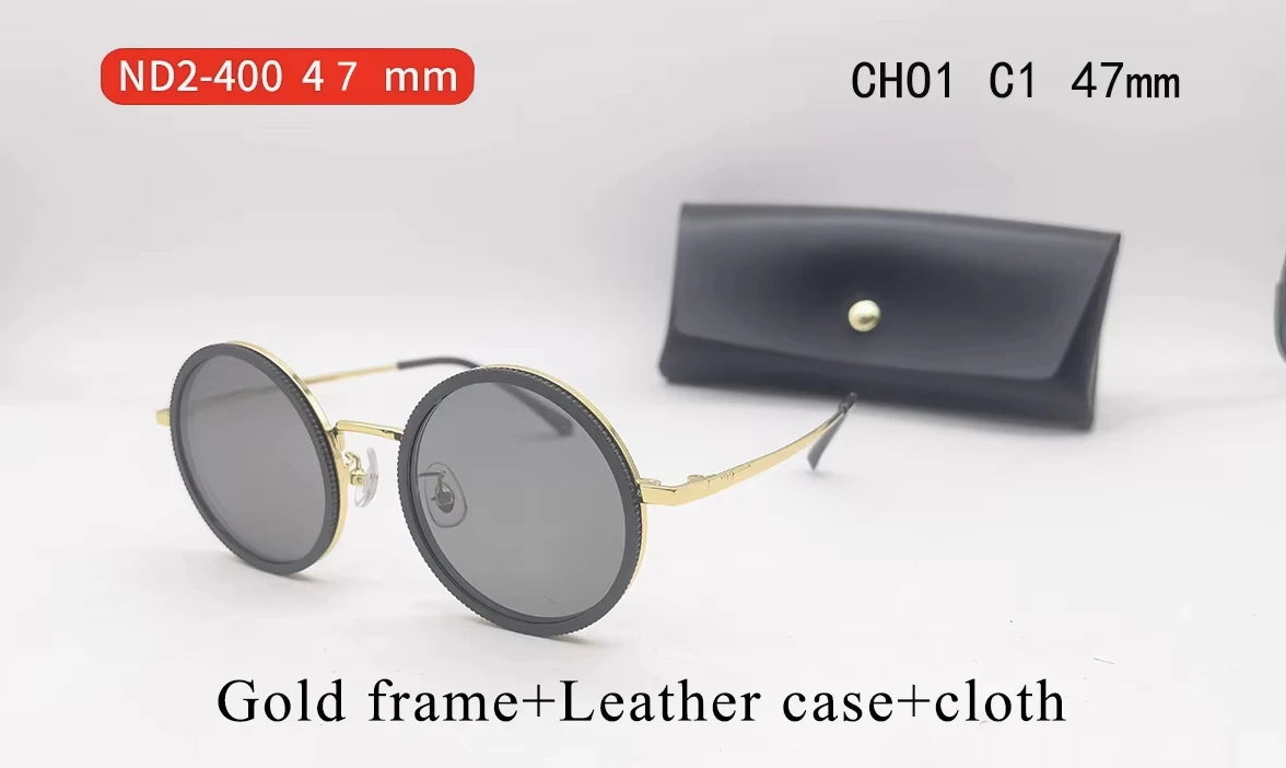 lafforgue ND9 Adjustable Dimming Steampunk Sunglasses – 9-Level ND Filter, Leather Side Shields, UV400, Unisex