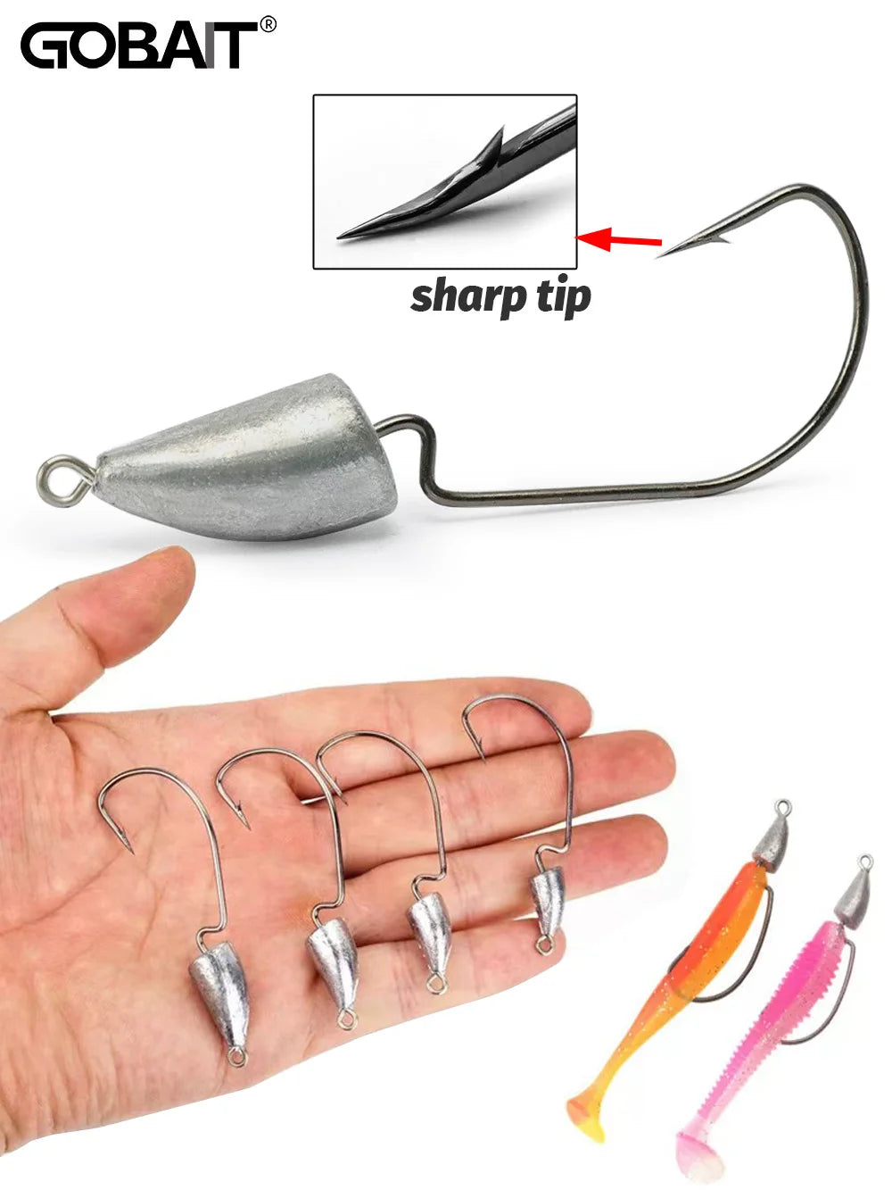 10PCS Metal Jig Head Worm Hook 3.5g 5g 7g 10g 20g Weight Crank Fishhook Gear Sinker Pesca for Soft Lure Texas Rig Fishing Tackle