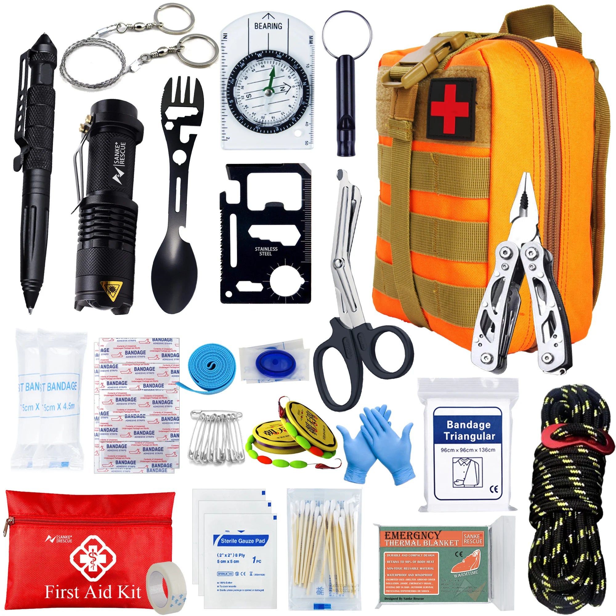 Survival First Aid Kit Survival Full Set Outdoor Gear Emergency Kits Trauma Bag Camping Hiking