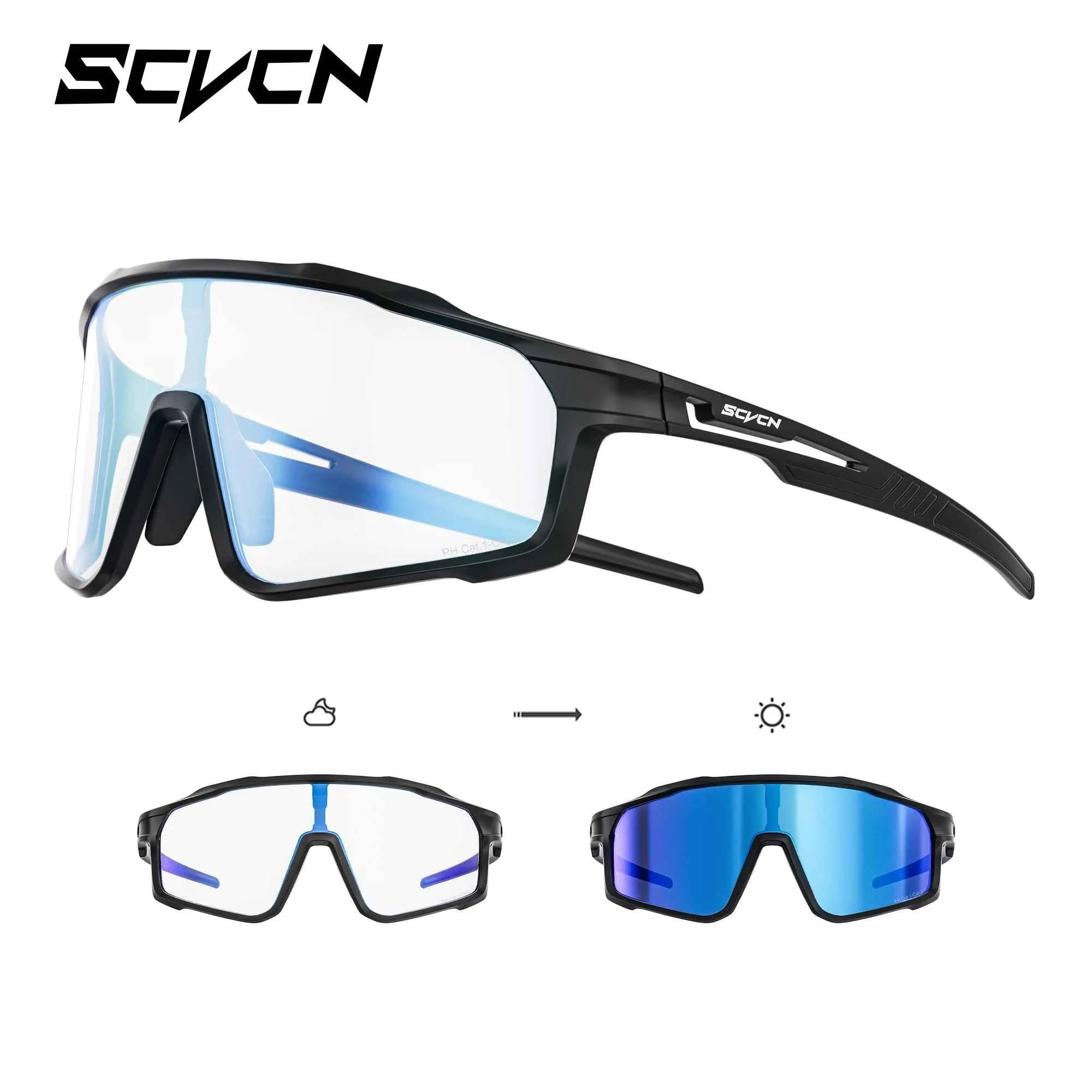 SCVCN Hiking Eyewear Photochromic Bike Cycling Sunglasses Men Outdoor Sports MTB UV400 Goggles Women Running Windproof Glasses