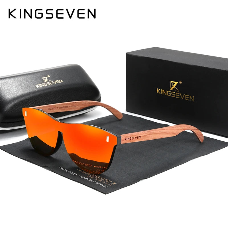 KINGSEVEN B5510 Natural Bubinga Wood Sunglasses – Oversized, Handmade, Unisex