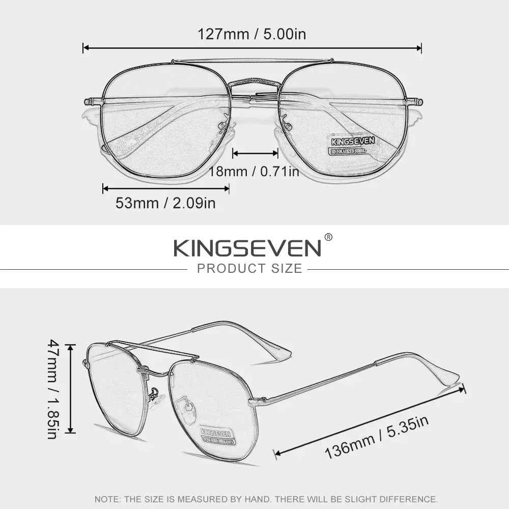 KINGSEVEN 7748222 Thin Oval Sunglasses – Lightweight Alloy, Polarized, UV400, Unisex