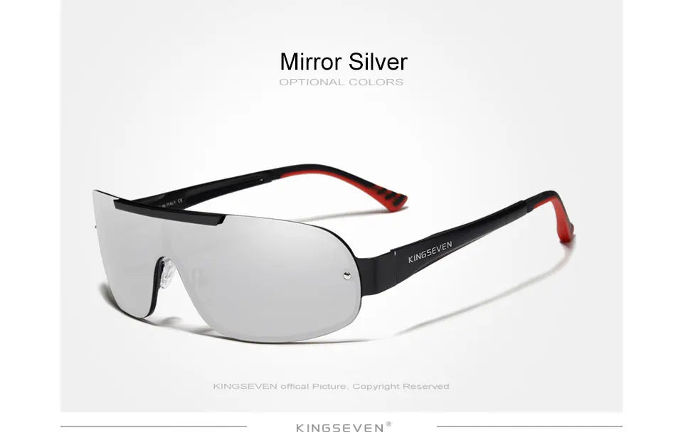KINGSEVEN 7716 Aluminum Shield Sunglasses – Polarized, UV400, Cycling & Driving, Unisex
