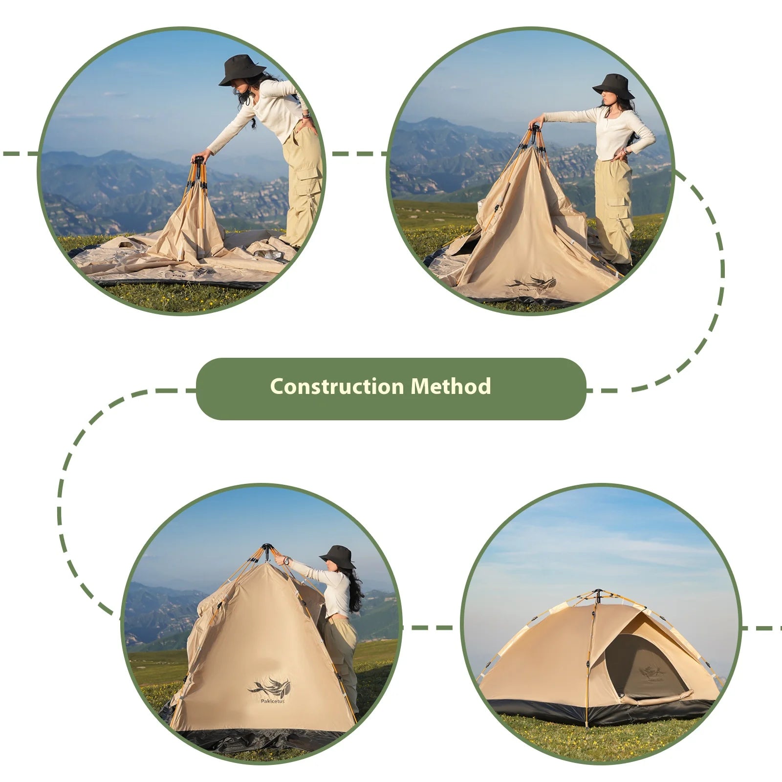 Instant Golden Pop-Up Tent – Portable 3-4 Person Sun & Rain Shelter for Beach & Camping