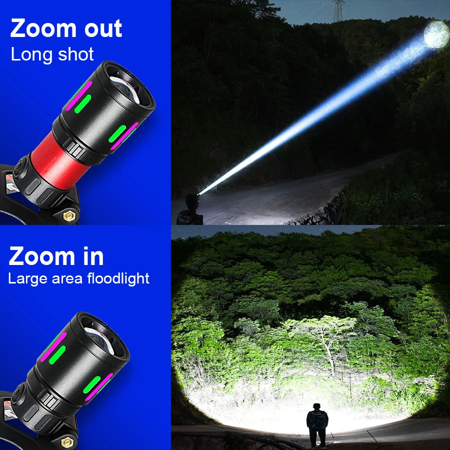 Rechargeable LED Headlamp 1000000LM Head LED Front Flashlight Most Powerful Long Range Headlight Outdoor Fishing Camping Lights