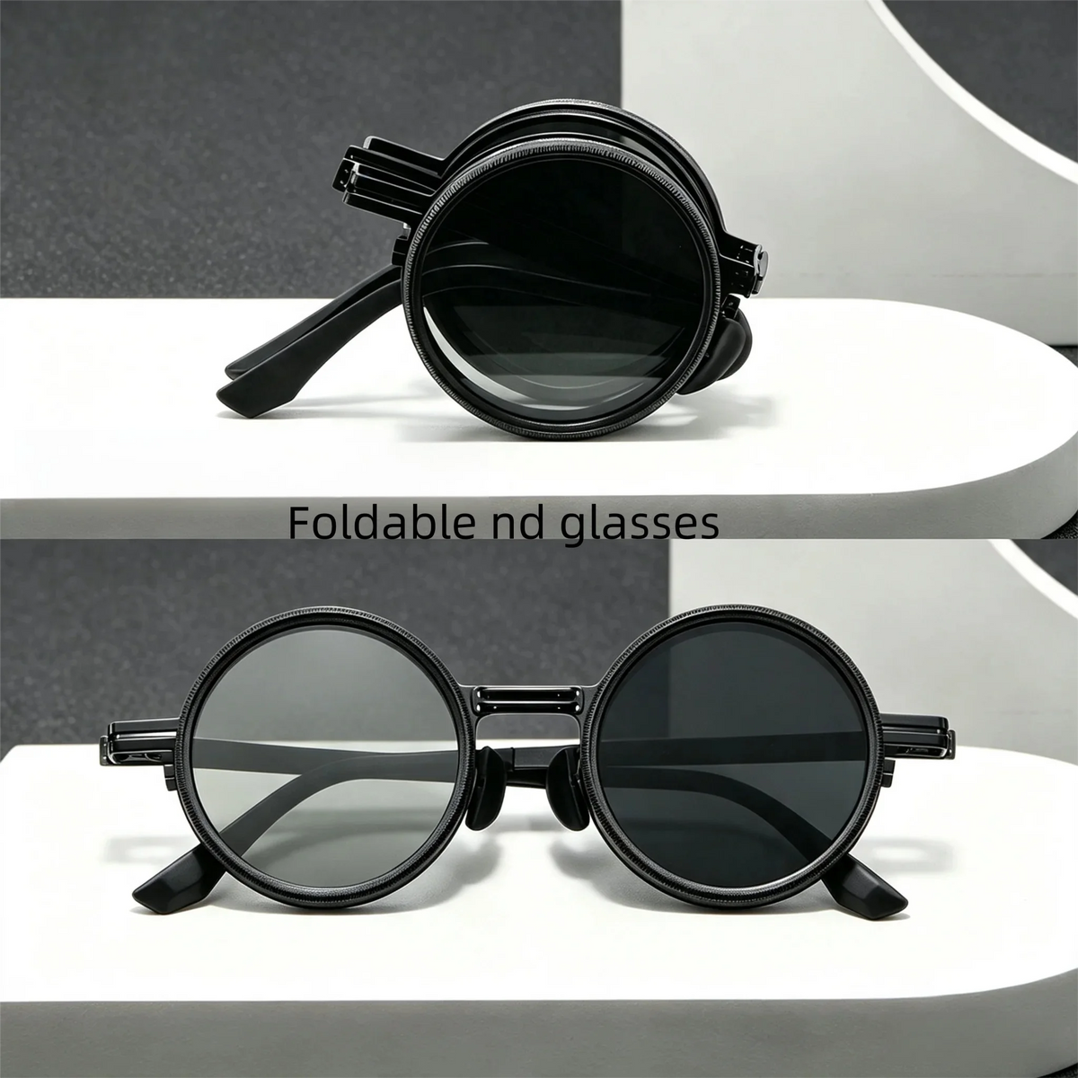 lafforgue ND9 Adjustable Dimming Steampunk Sunglasses – 9-Level ND Filter, Leather Side Shields, UV400, Unisex