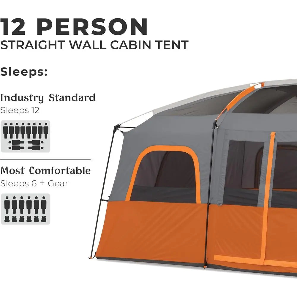 Spacious Multi-Room Cabin Tent for 10-12 People: Ideal for Family Camping and Outdoor Excursions