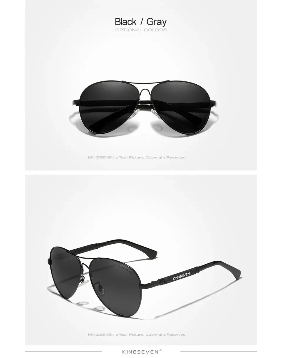 KINGSEVEN N7730 Polarized Pilot Sunglasses – Titanium Frame, Photochromic, UV400, Unisex
