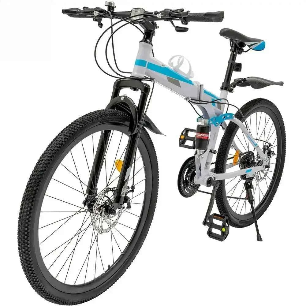26" Folding Mountain Bike 21-Speed Dual Disc Brakes Men&