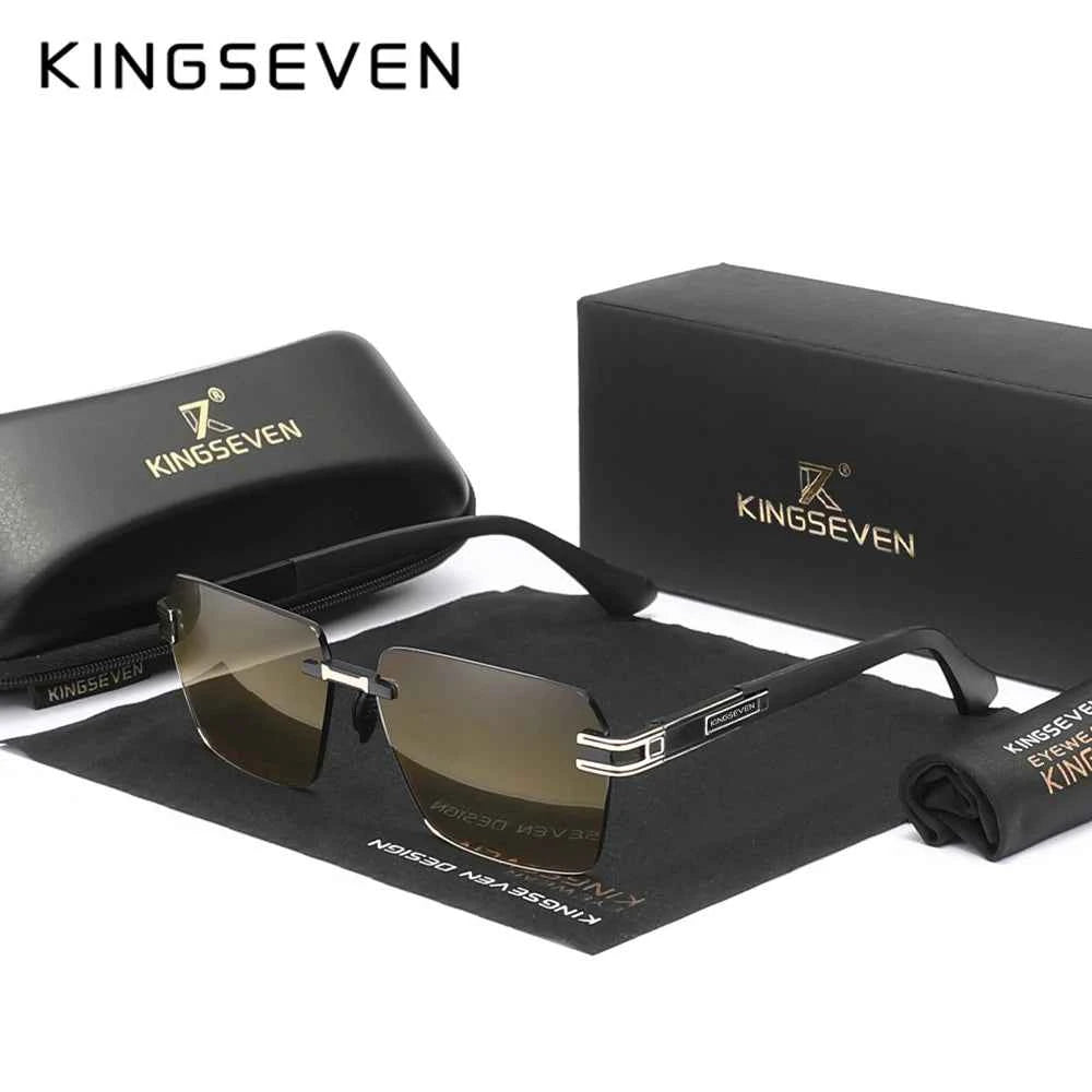 KINGSEVEN 722 Rimless Gradient Sunglasses – Alloy, Polarized, Anti-Reflective, UV400, Unisex