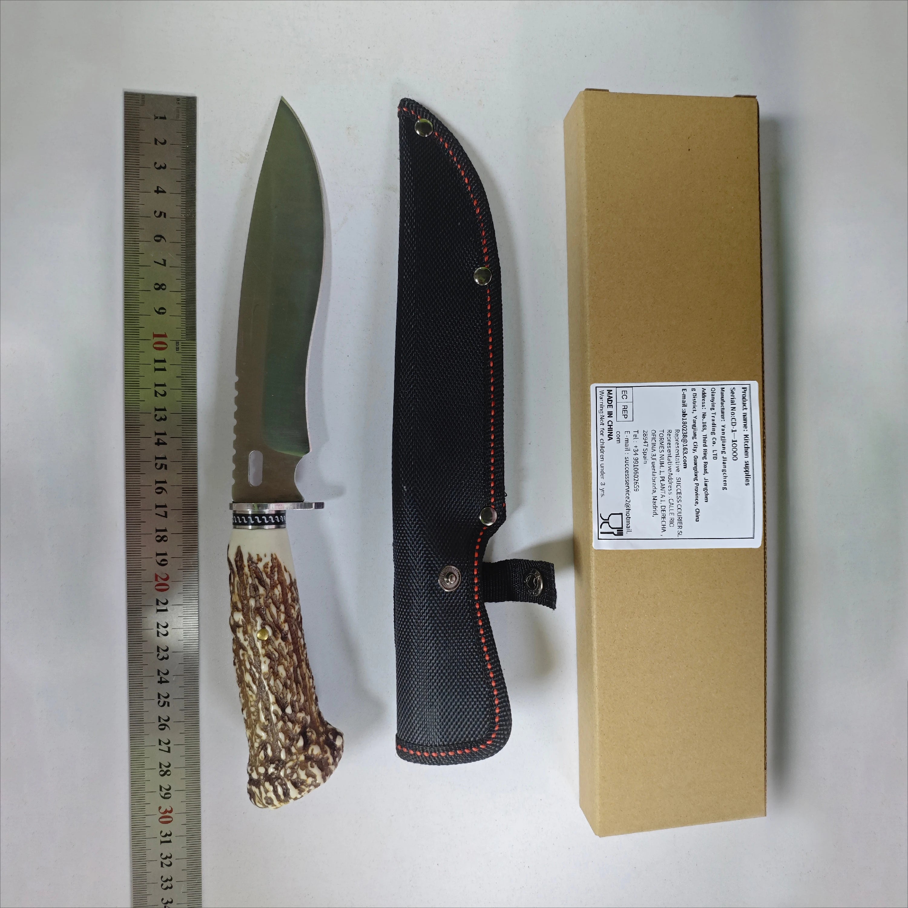 Kitchen Outdoor Multi-purpose Knife Stainless Steel Hunting Knife with Nylon Knife Sheath