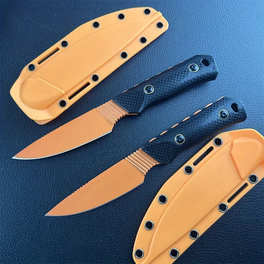 Fixed Blade Knife D2 Blade Stonewashed Camping Equipment Straight Knife with Sheath