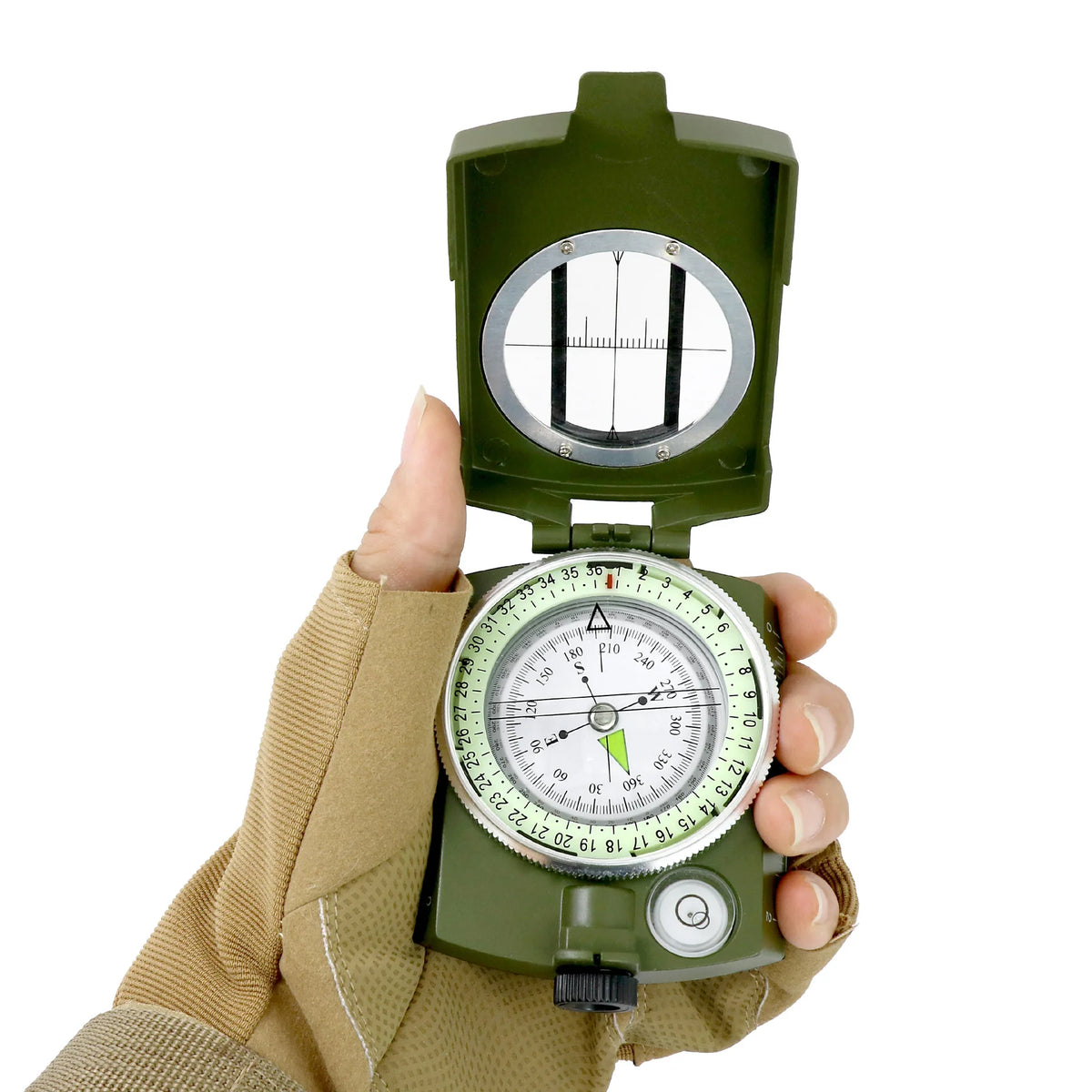 Metal Tactical Sighting Compass – Luminous, Waterproof & Shockproof for Hiking, Hunting & Survival