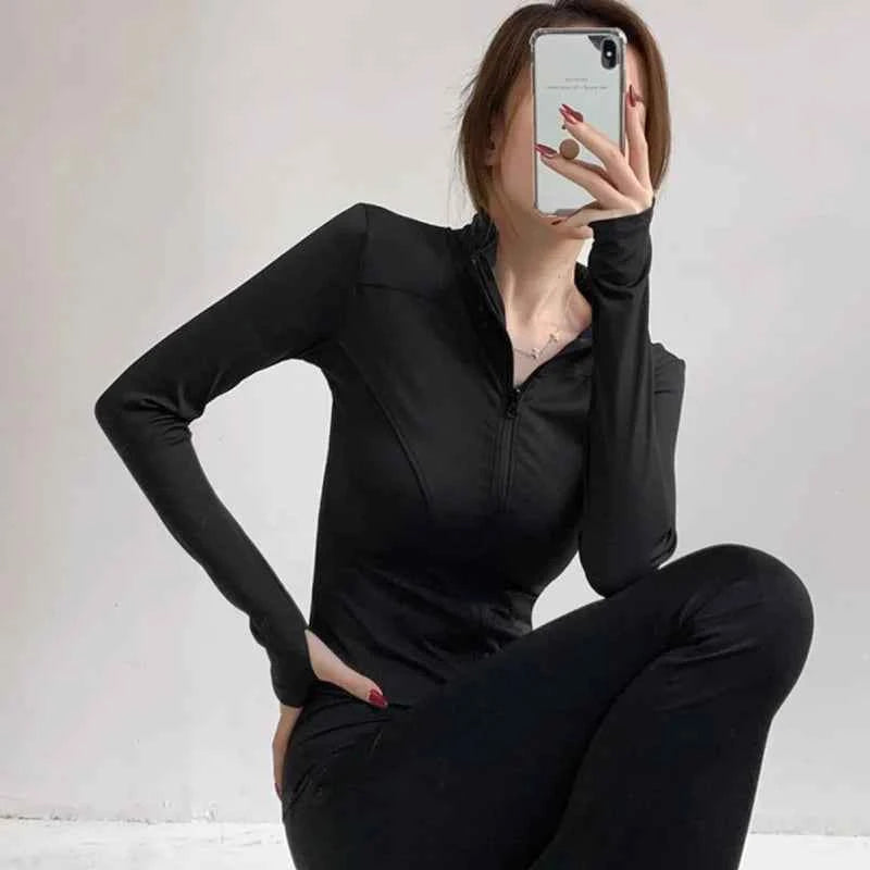 Women Workout Sports Yoga Fitness Gym Jacket Activewear Long Sleeves