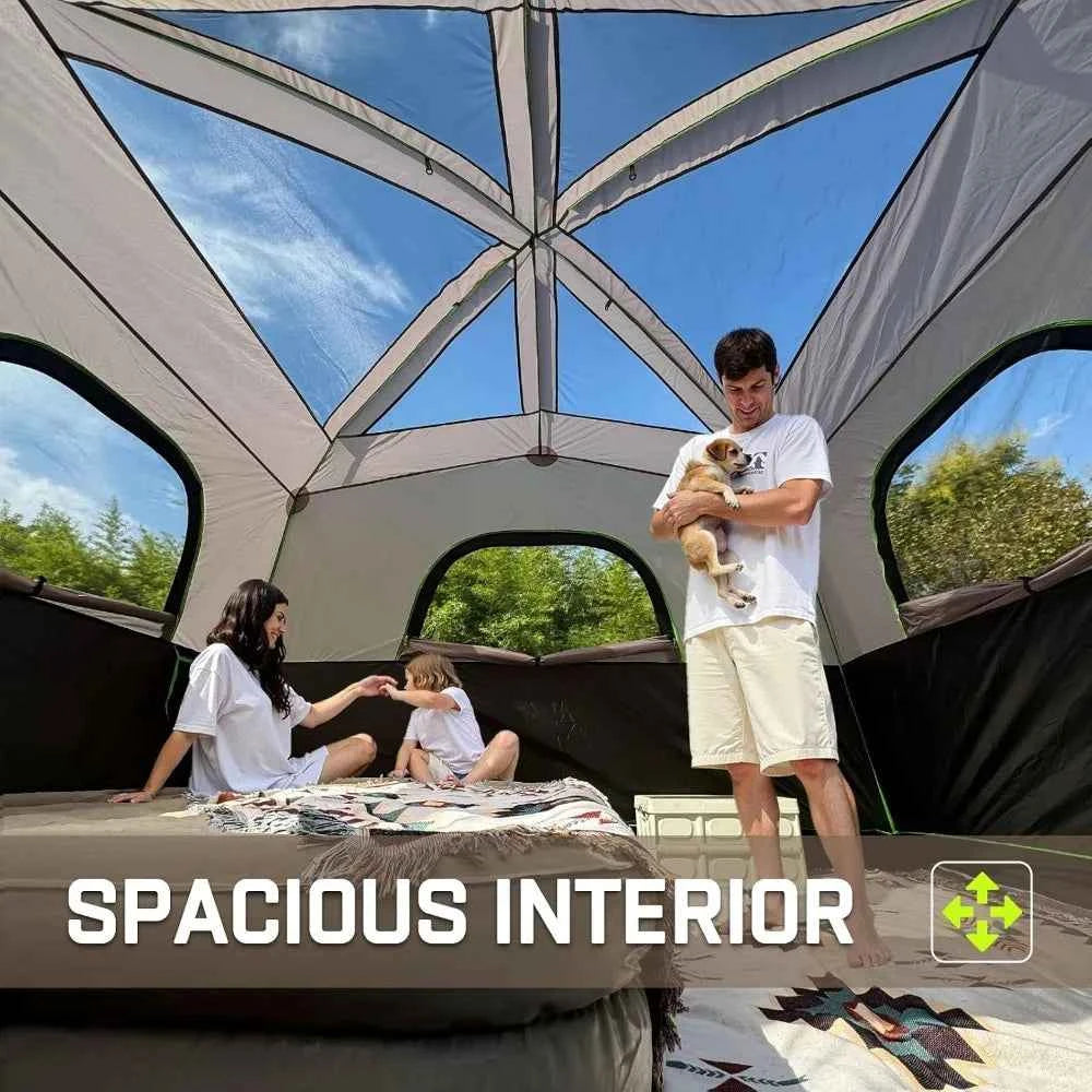 6-Person Waterproof Camping Tent – 3-Min Setup, Removable Rainfly, Cabin Style