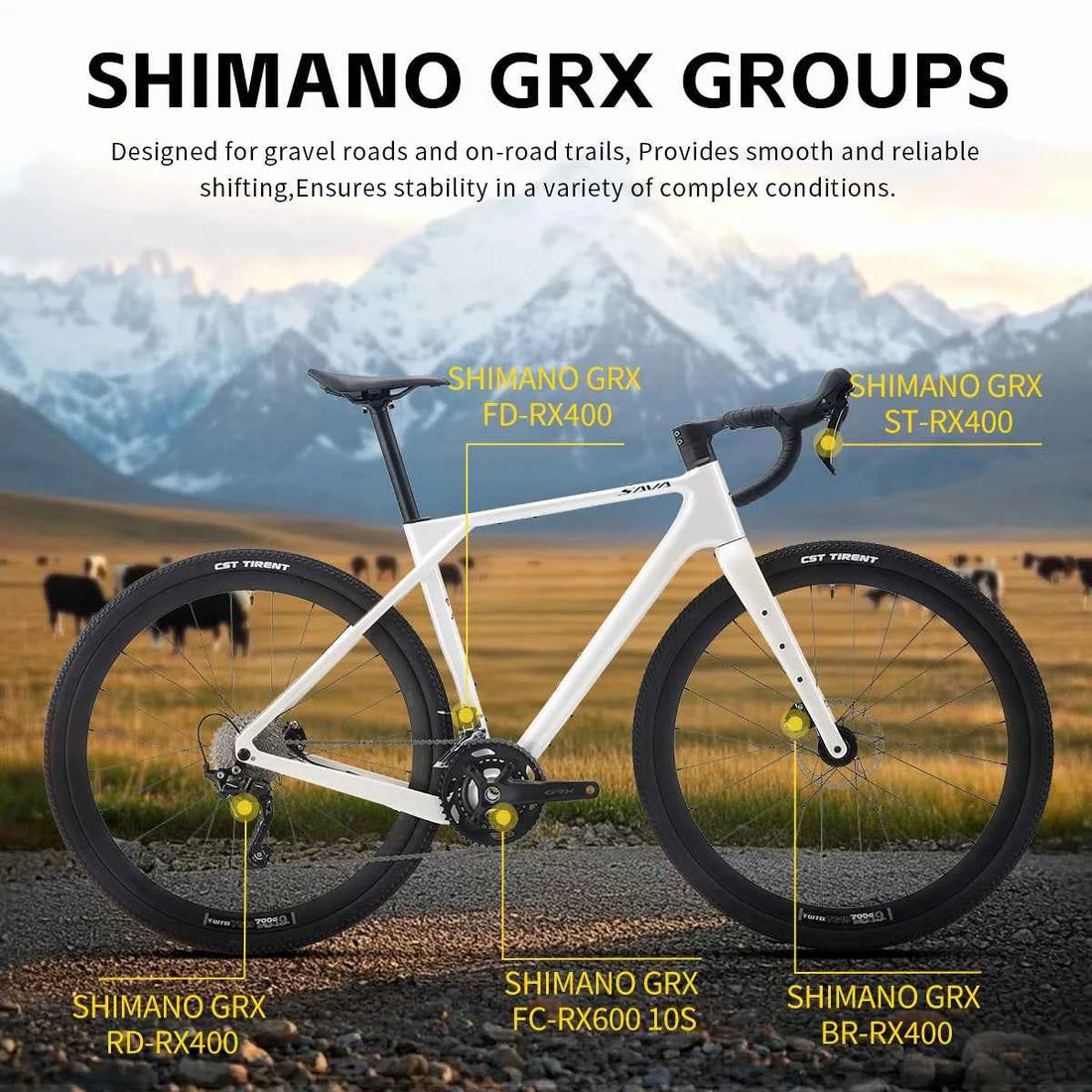 SAVA New R21 Gelaro S6/S4 Gravel Bike, All-Terrain Off-Road Bike, SAVA New R21 and GRX 12/GRX 20Speed Gearset Bicycle