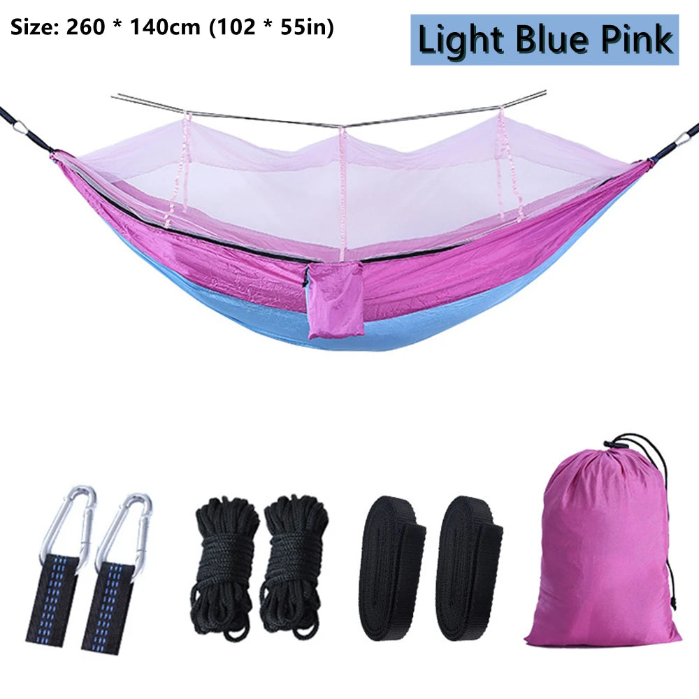 Portable Outdoor Camping Leisure Double Mosquito Net Hammocks Garden Travel Tourist Nature Hike Sleeping Hanging Hammock Swing